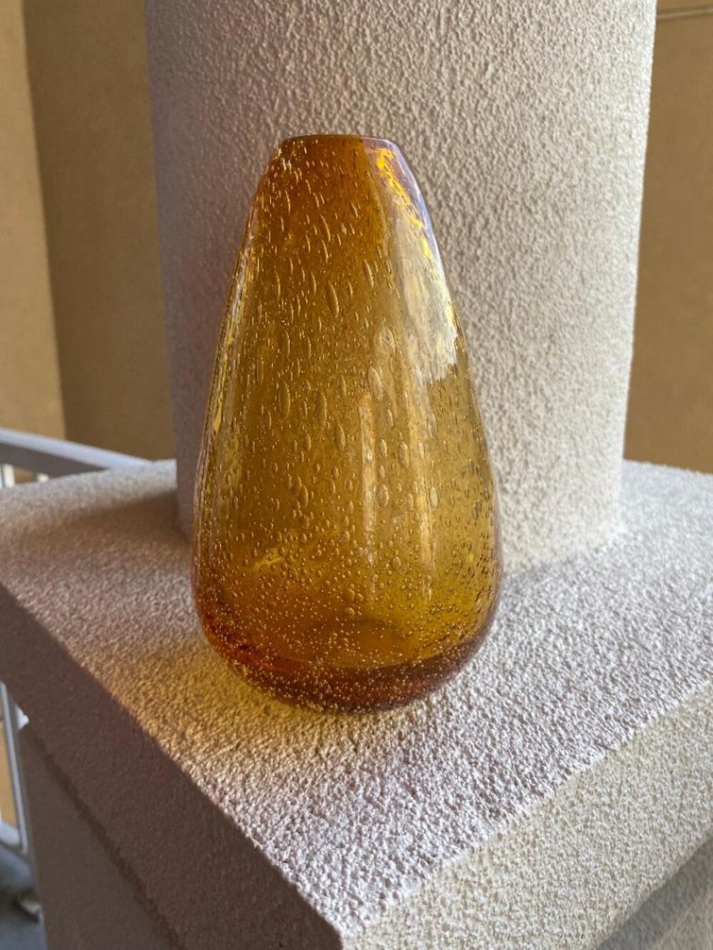 Beautiful Vintage Mid Century Amber Glass Bubble Glass Vase